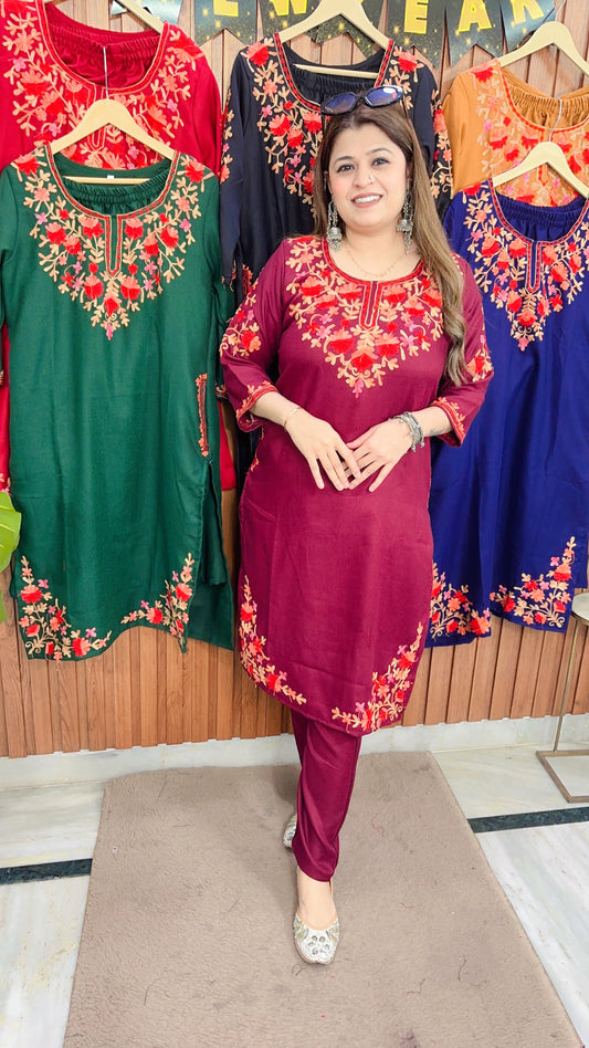 Premium Embroidery Phiran Kurta Set