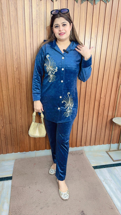 Ruhani Hand Work Velvet Coord Set