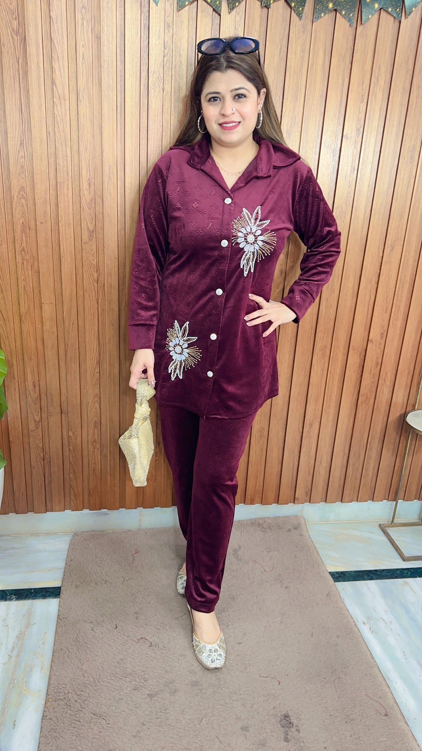 Ruhani Hand Work Velvet Coord Set