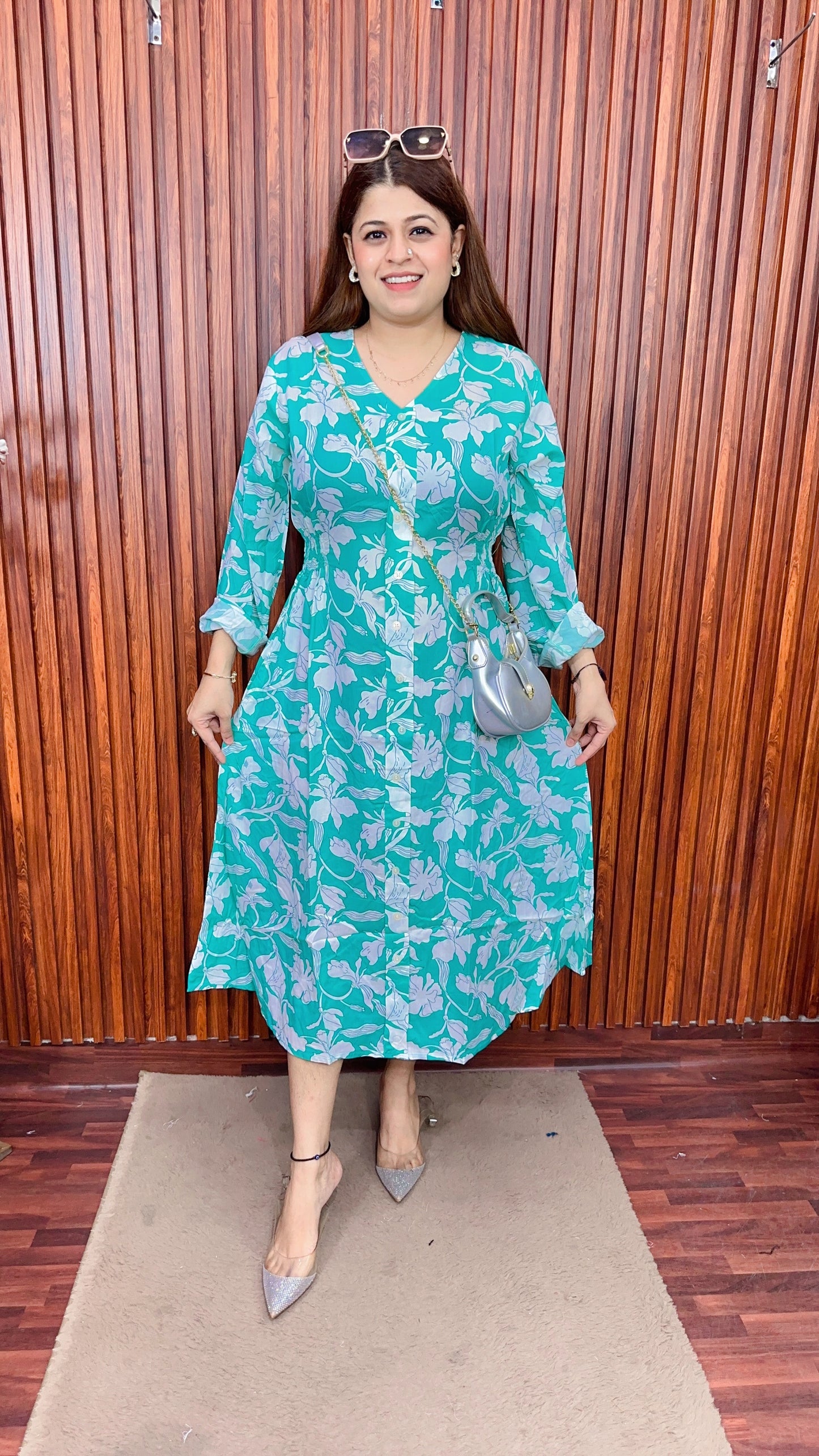 A line cotton printed dress