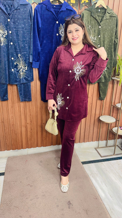 Ruhani Hand Work Velvet Coord Set