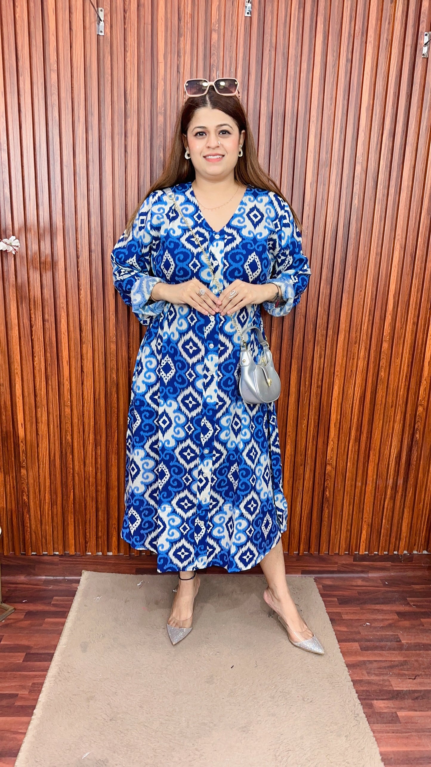 A line cotton printed dress
