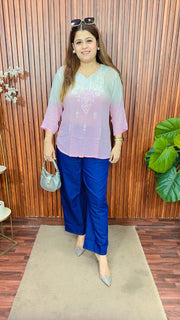 Ombre Lakhnavi thread work Kirti top