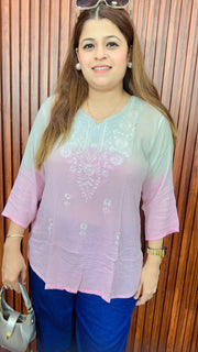 Ombre Lakhnavi thread work Kirti top