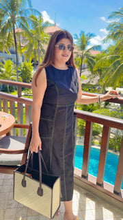 Solid Linen Knee length Dress