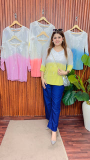 Ombre Lakhnavi thread work Kirti top