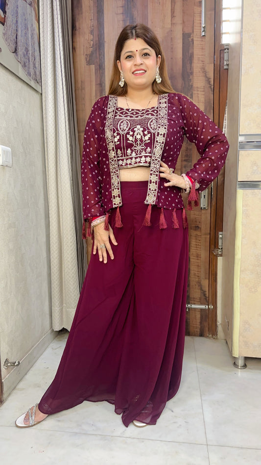 Glam Crop top Sharara with Shrug