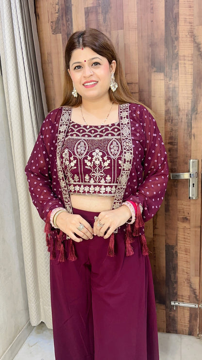 Glam Crop top Sharara with Shrug