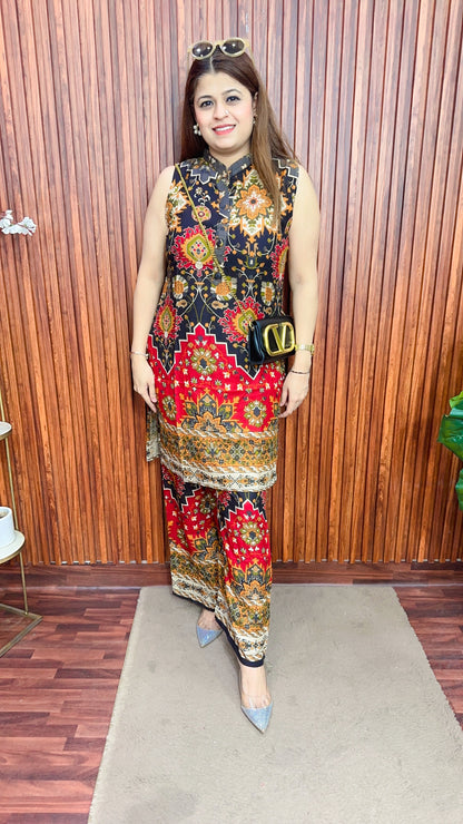 Cut sleeve cotton digital coord set