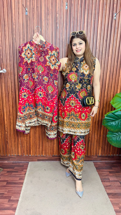 Cut sleeve cotton digital coord set