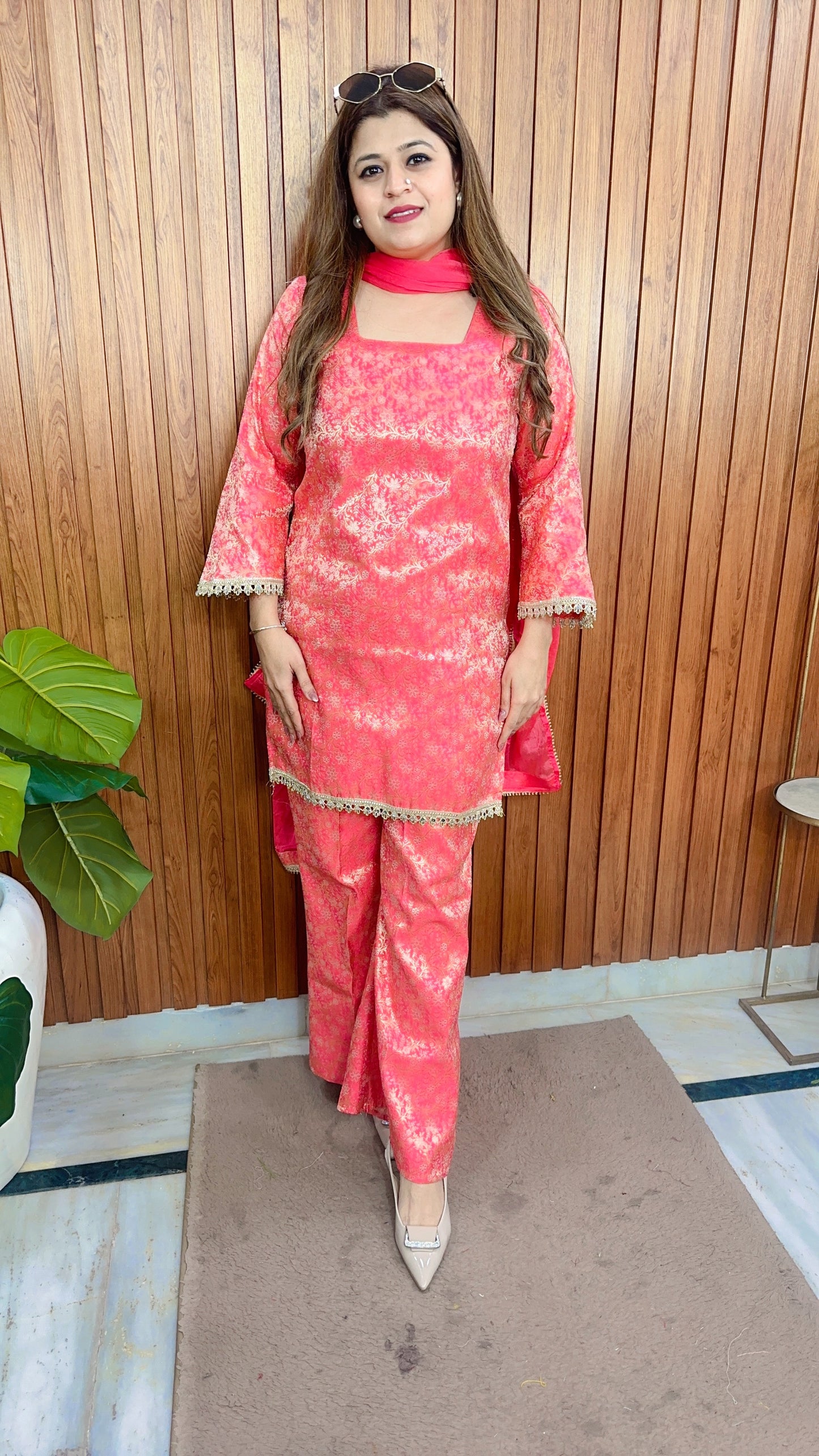 Gulnaar Grace Three Piece Brocade  suit set