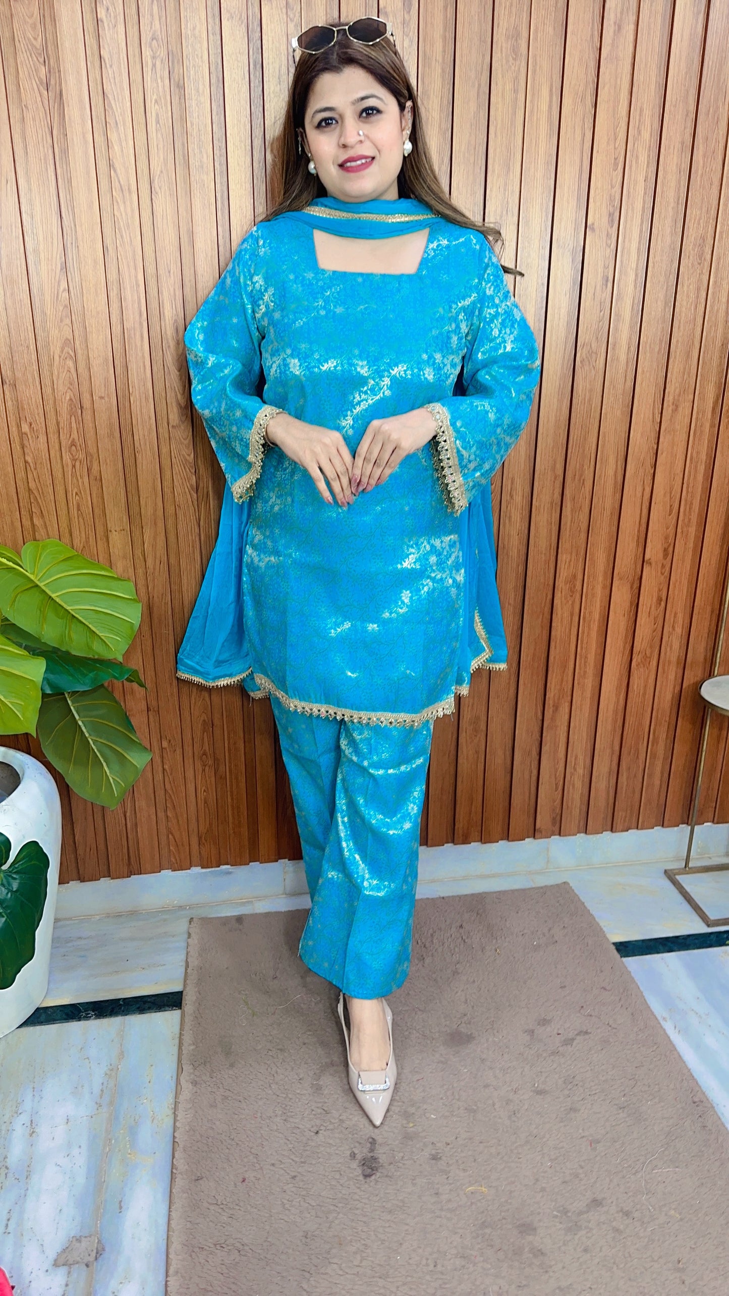 Gulnaar Grace Three Piece Brocade  suit set