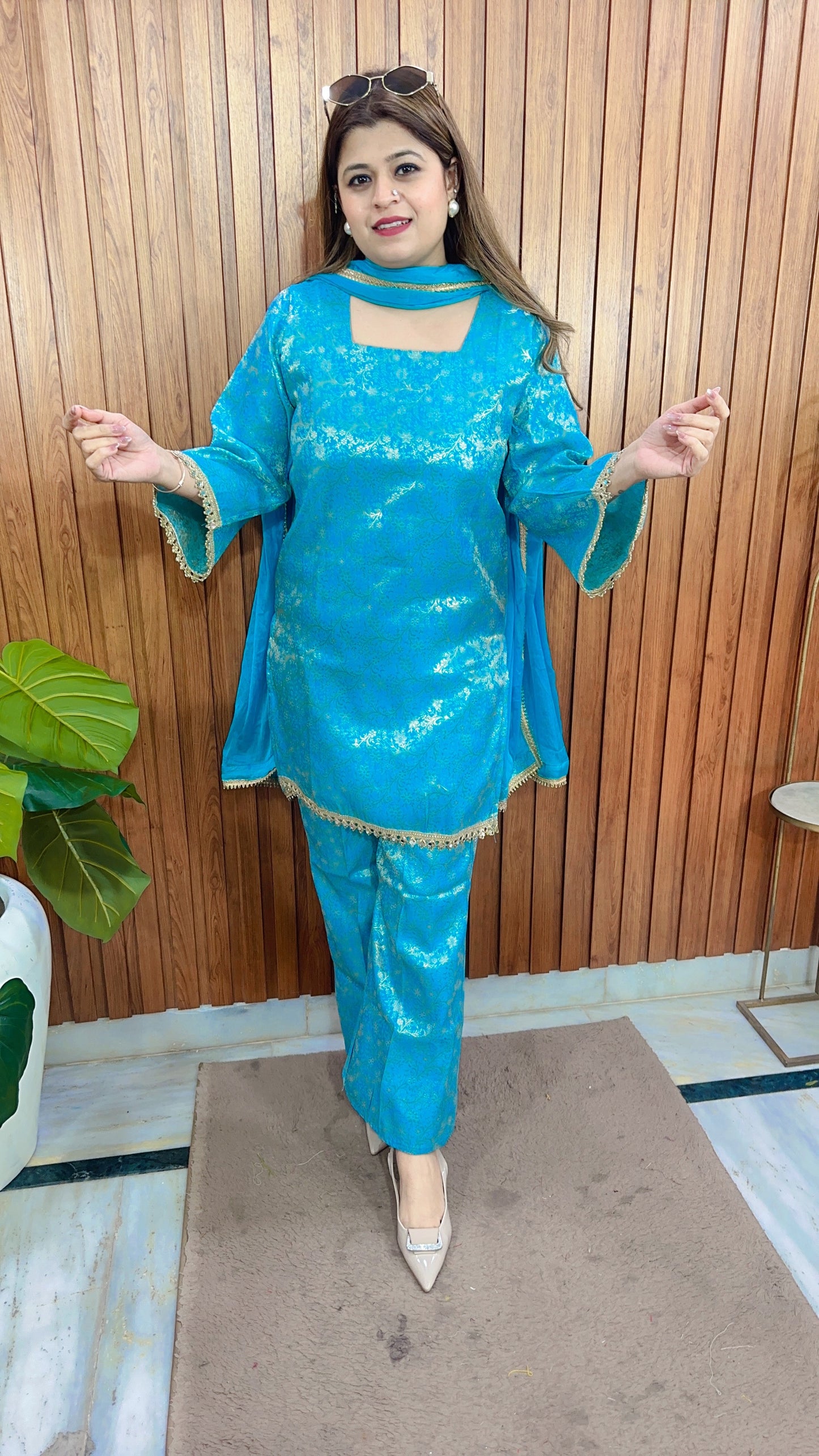 Gulnaar Grace Three Piece Brocade  suit set