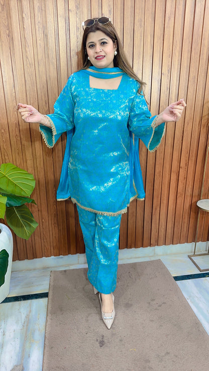 Gulnaar Grace Three Piece Brocade  suit set
