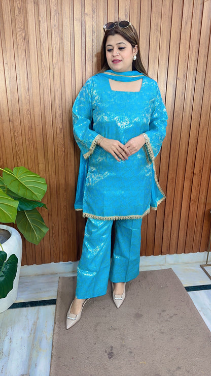 Gulnaar Grace Three Piece Brocade  suit set