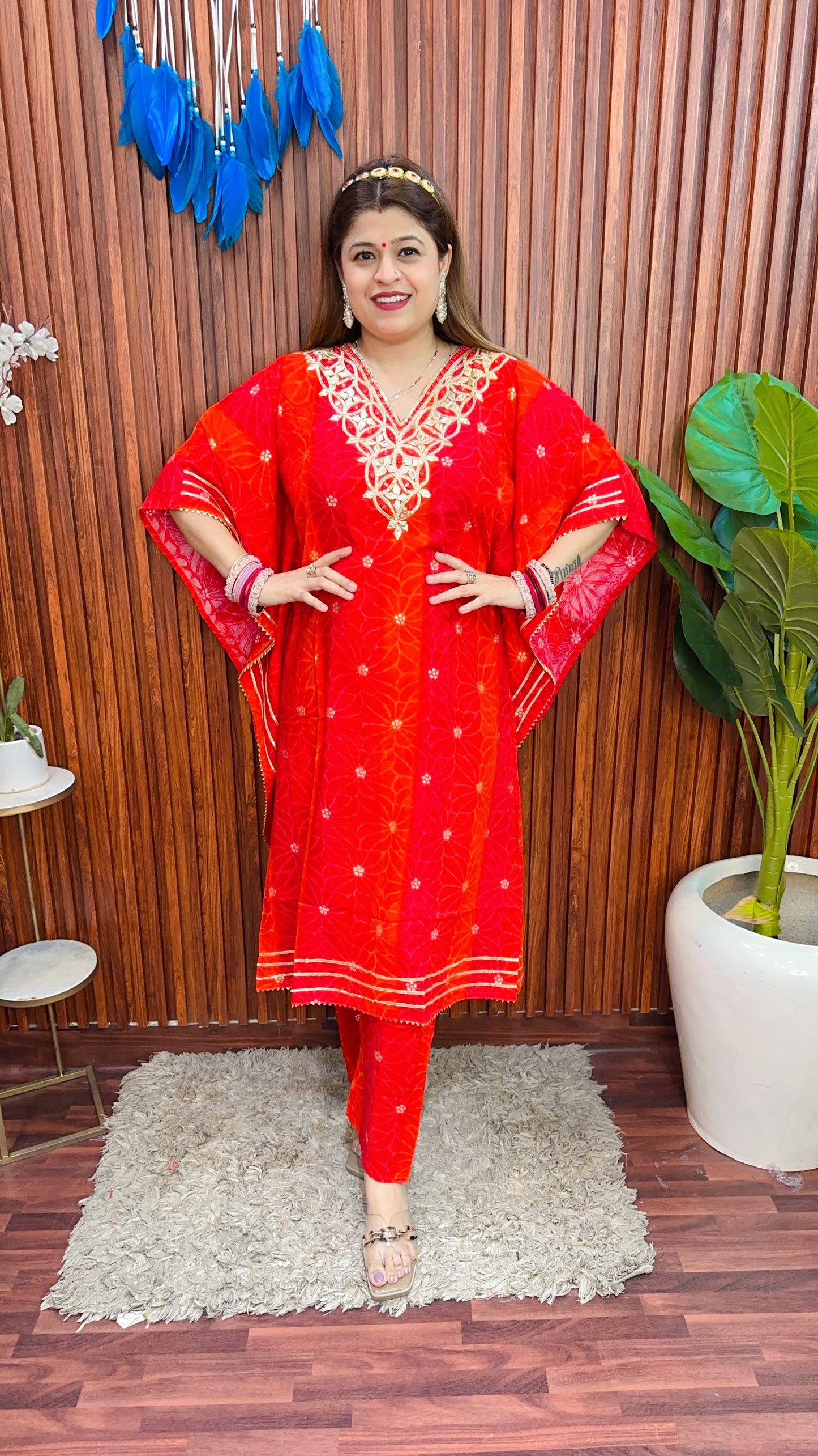 Gota Patti Ombray kaftan Set