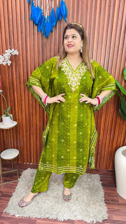 Gota Patti Ombray kaftan Set