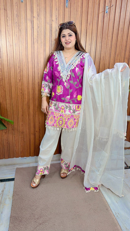 Kimara Mirror Farshi Three Piece Suit