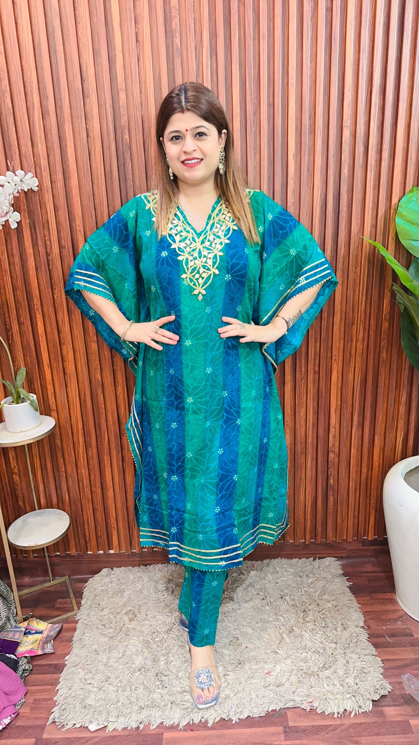 Gota Patti Ombray kaftan Set