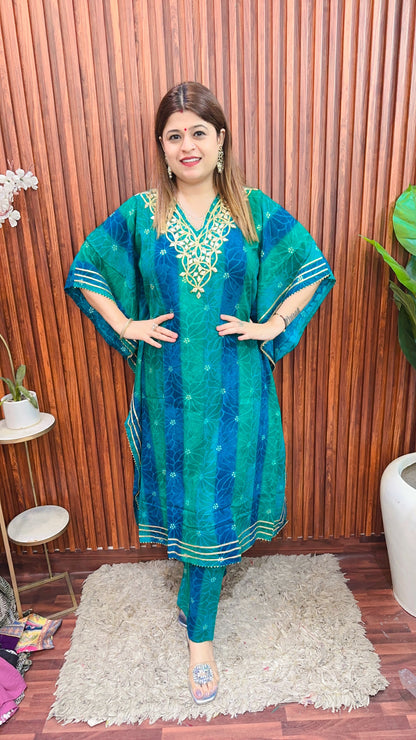 Gota Patti Ombray kaftan Set