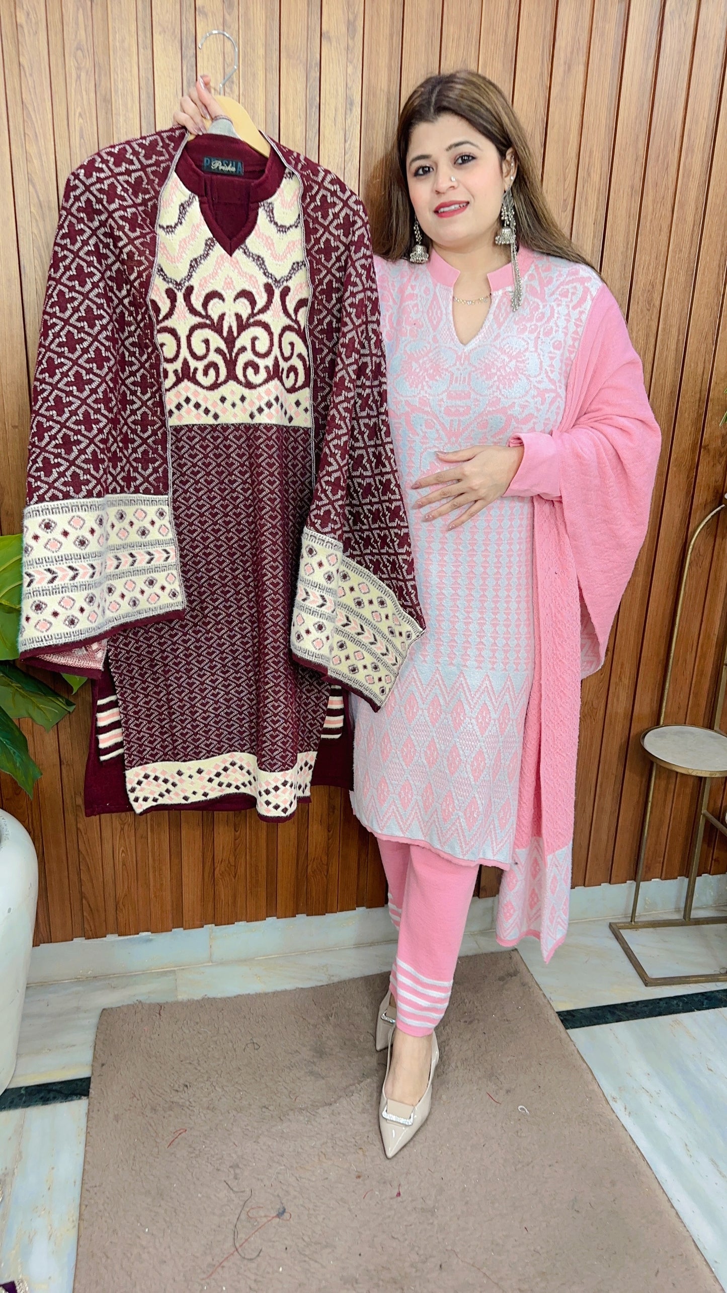 Woolen Knitted Warm Kurta Set
