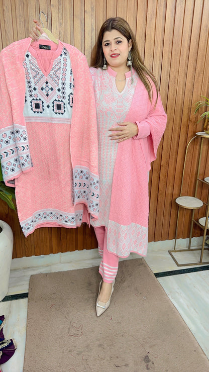 Woolen Knitted Warm Kurta Set