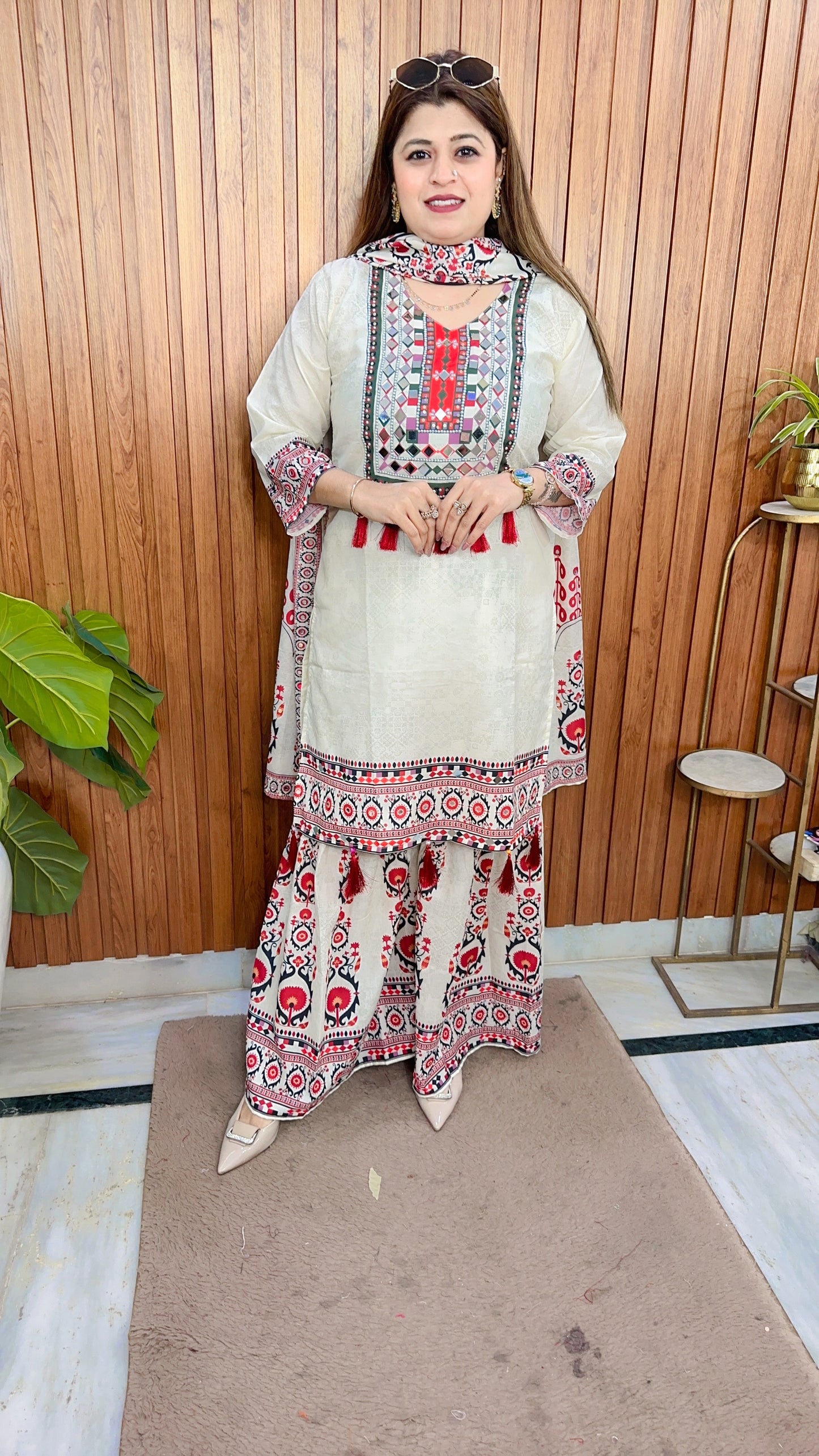 Rahat Digital Crepe Three Piece Suit