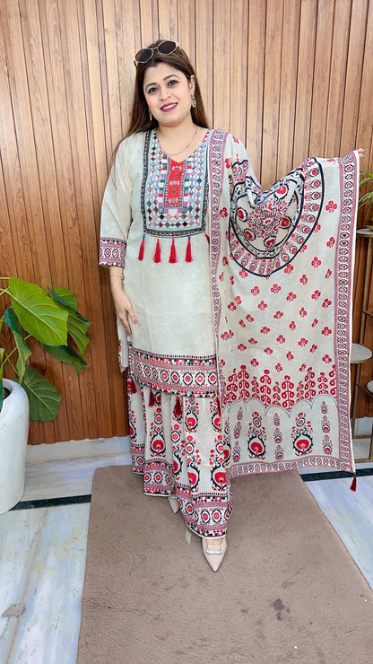 Rahat Digital Crepe Three Piece Suit