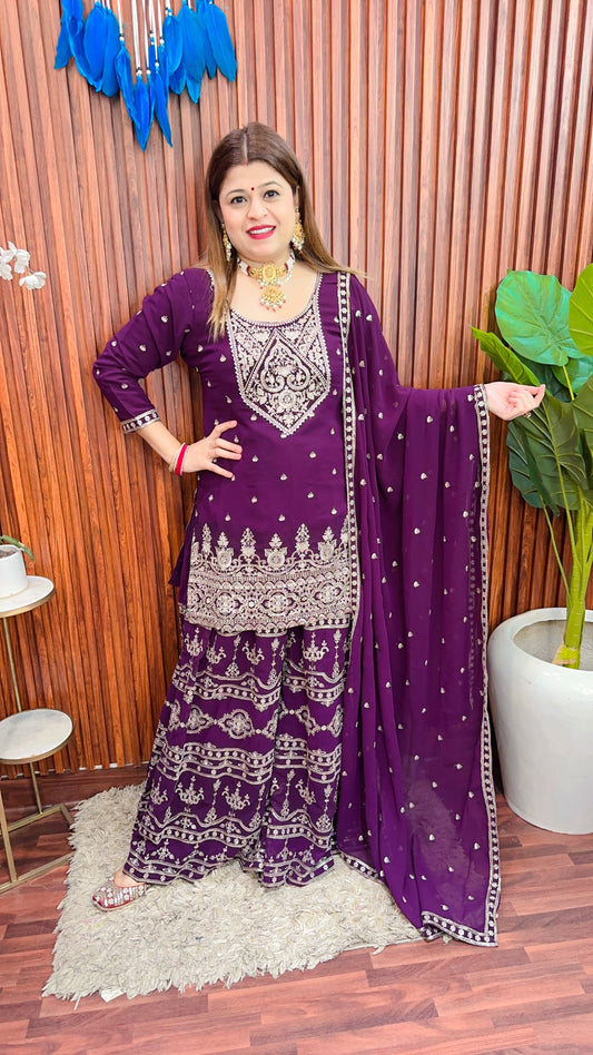 Pakistani Short kurti With Ghrara Set