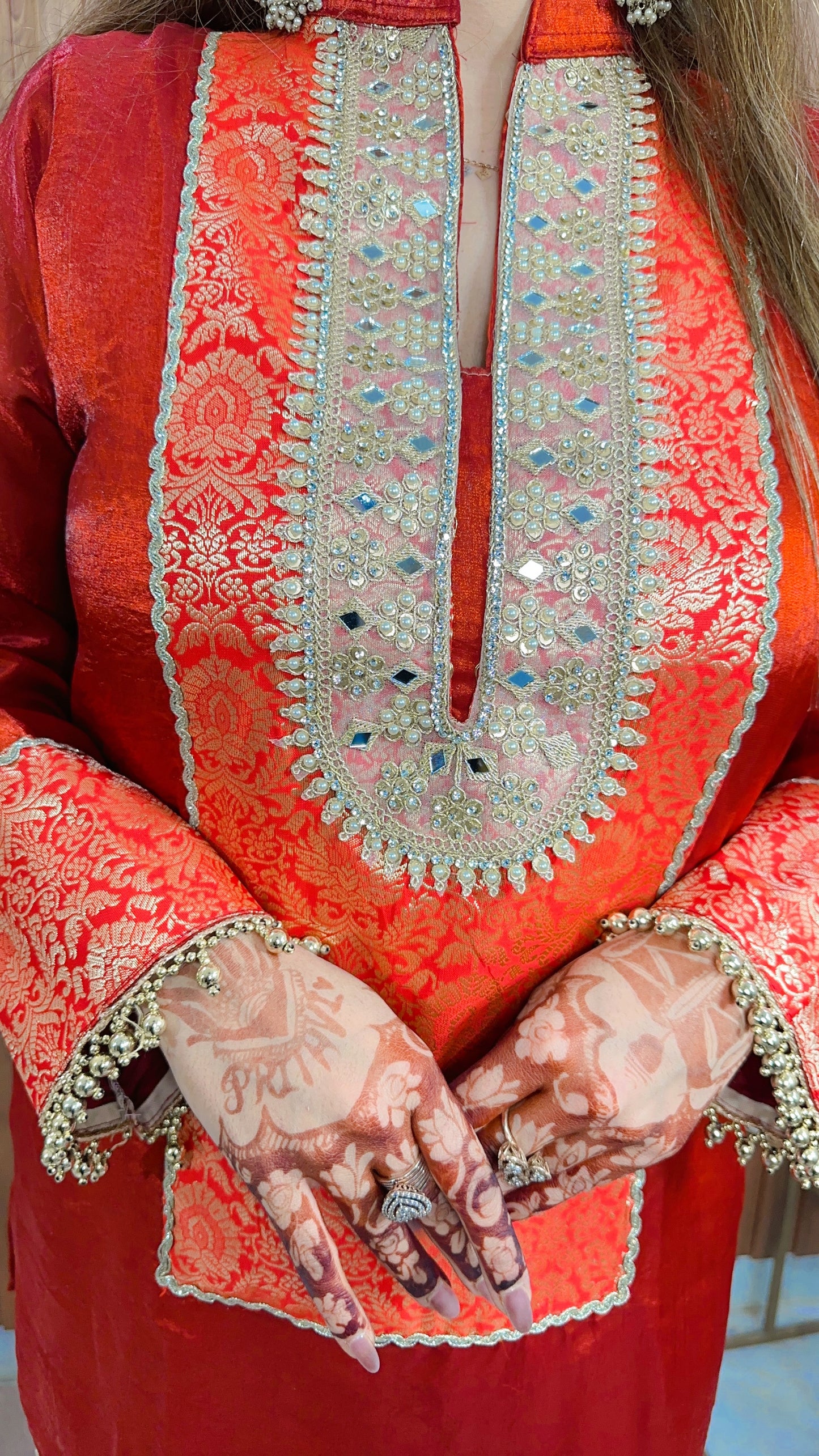 Zarqa Crimson Brocade Coord Set