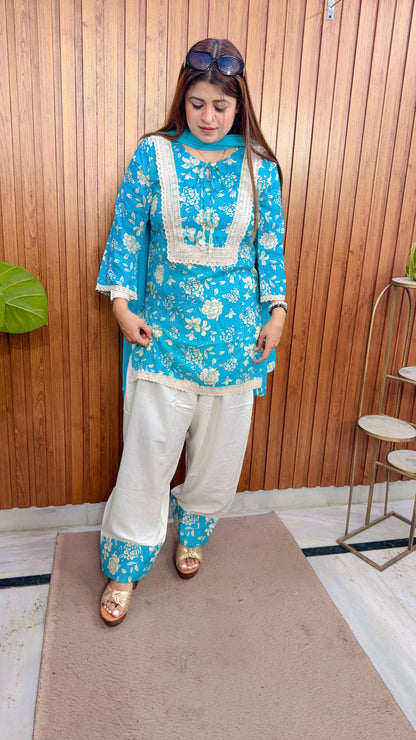 Rehmat Floral Farshi Three Piece Suit
