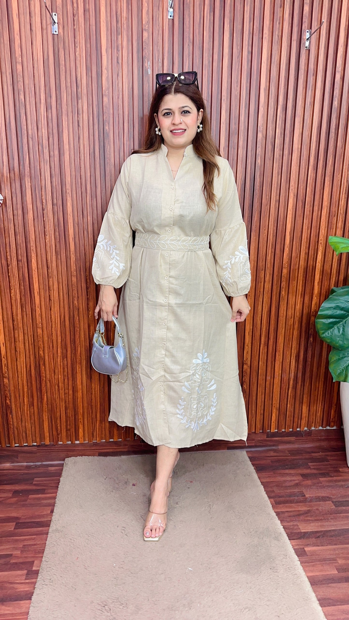 Cotton linen Embroidery Dress