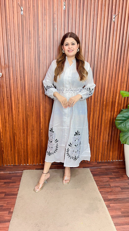 Cotton linen Embroidery Dress