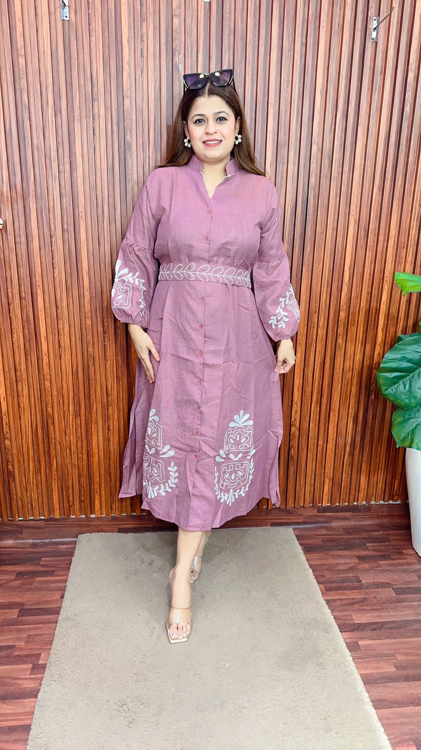 Cotton linen Embroidery Dress