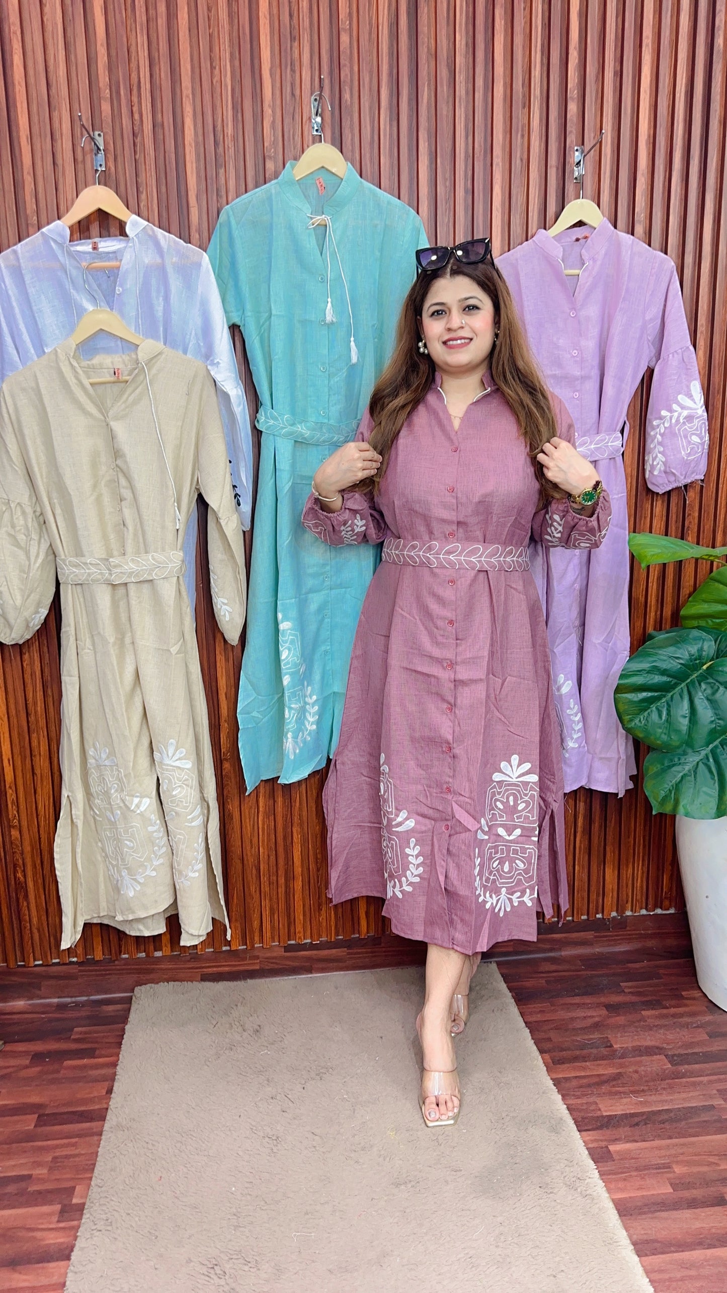 Cotton linen Embroidery Dress