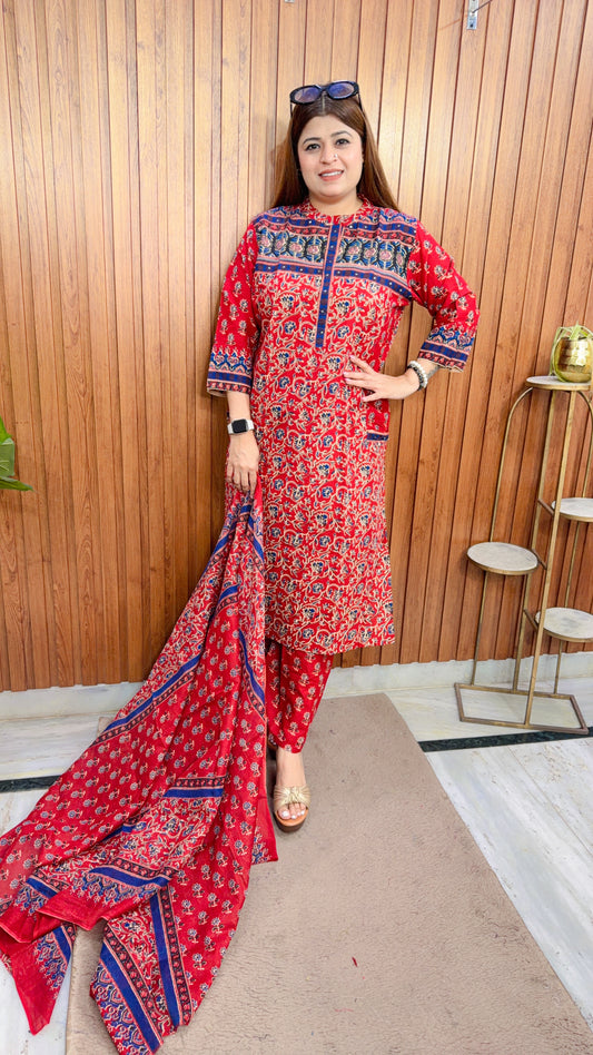 Kantha printed cotton suit