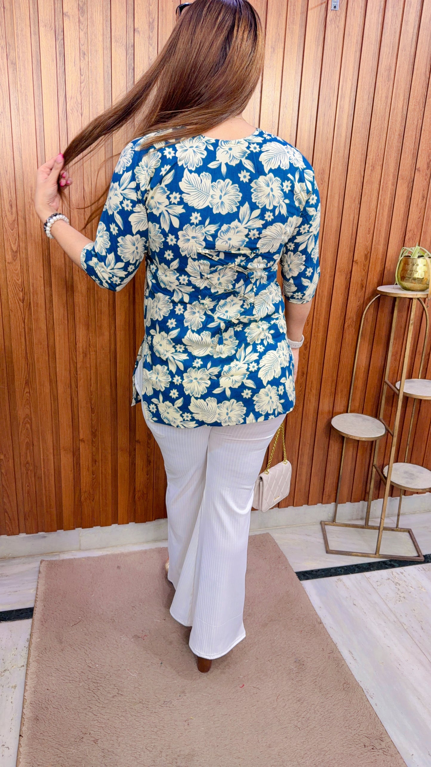 Floral V Neck Short kurti