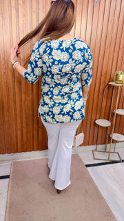Floral V Neck Short kurti