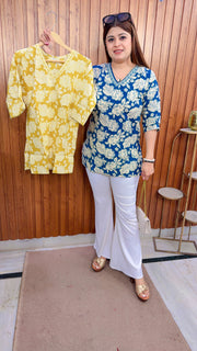Floral V Neck Short kurti