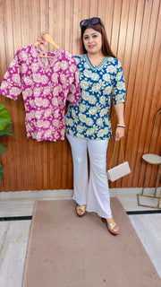 Floral V Neck Short kurti