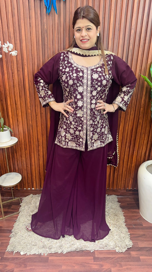 Front Slit Kurta With Plazo Set