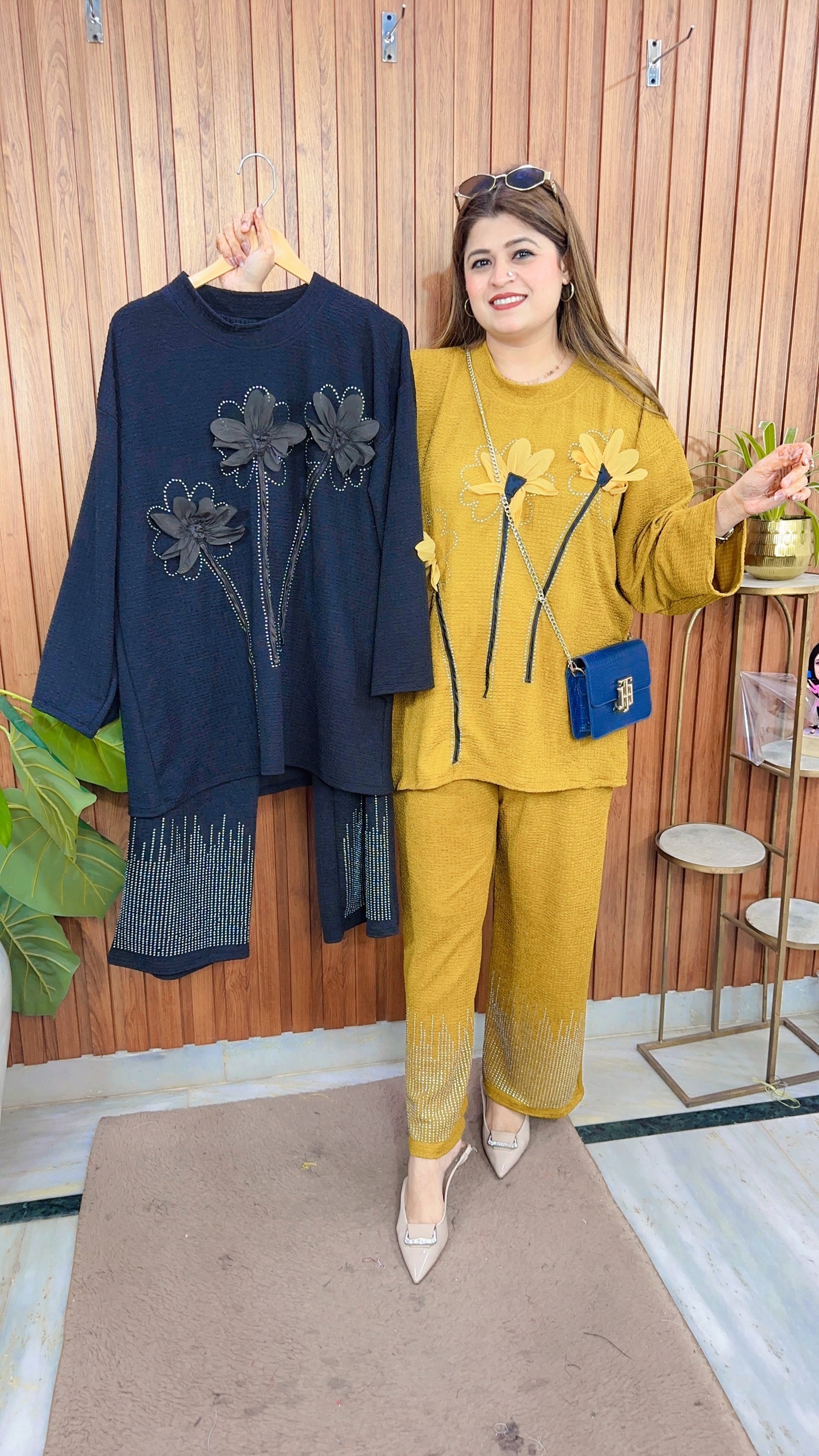 Embose Flower Servoski Coord Set