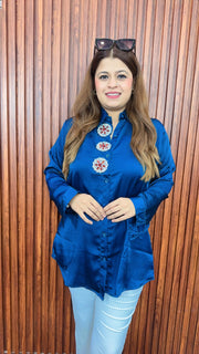 Stone handwork Satin Shirts