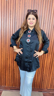 Stone handwork Satin Shirts