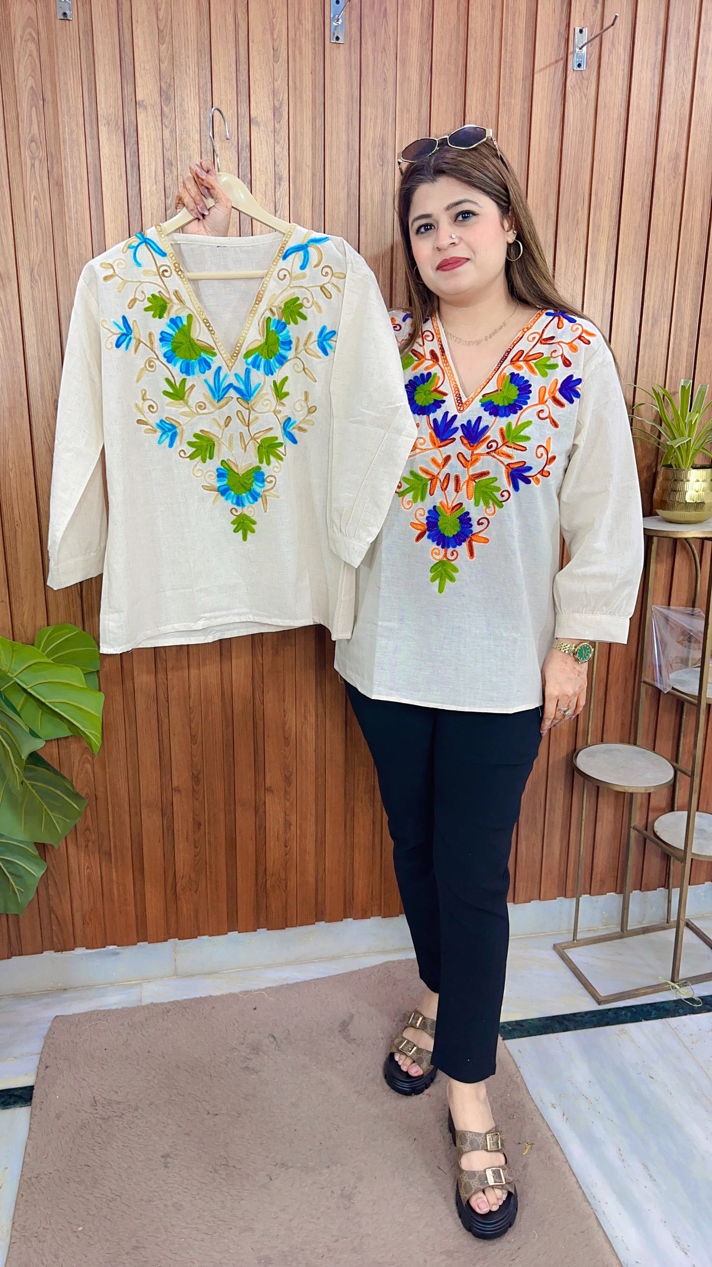 Embroidery Khadi Cotton Top