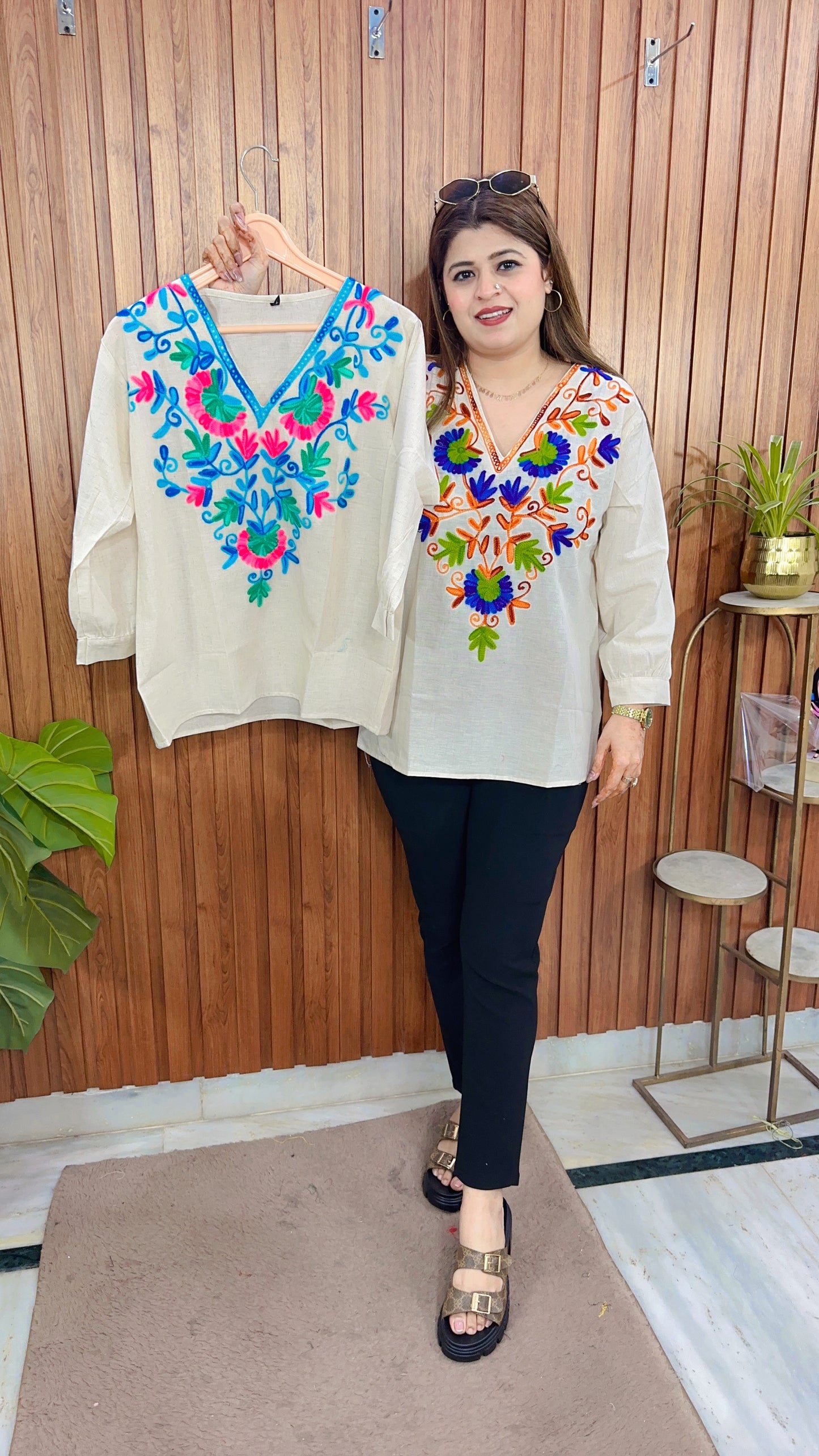 Embroidery Khadi Cotton Top