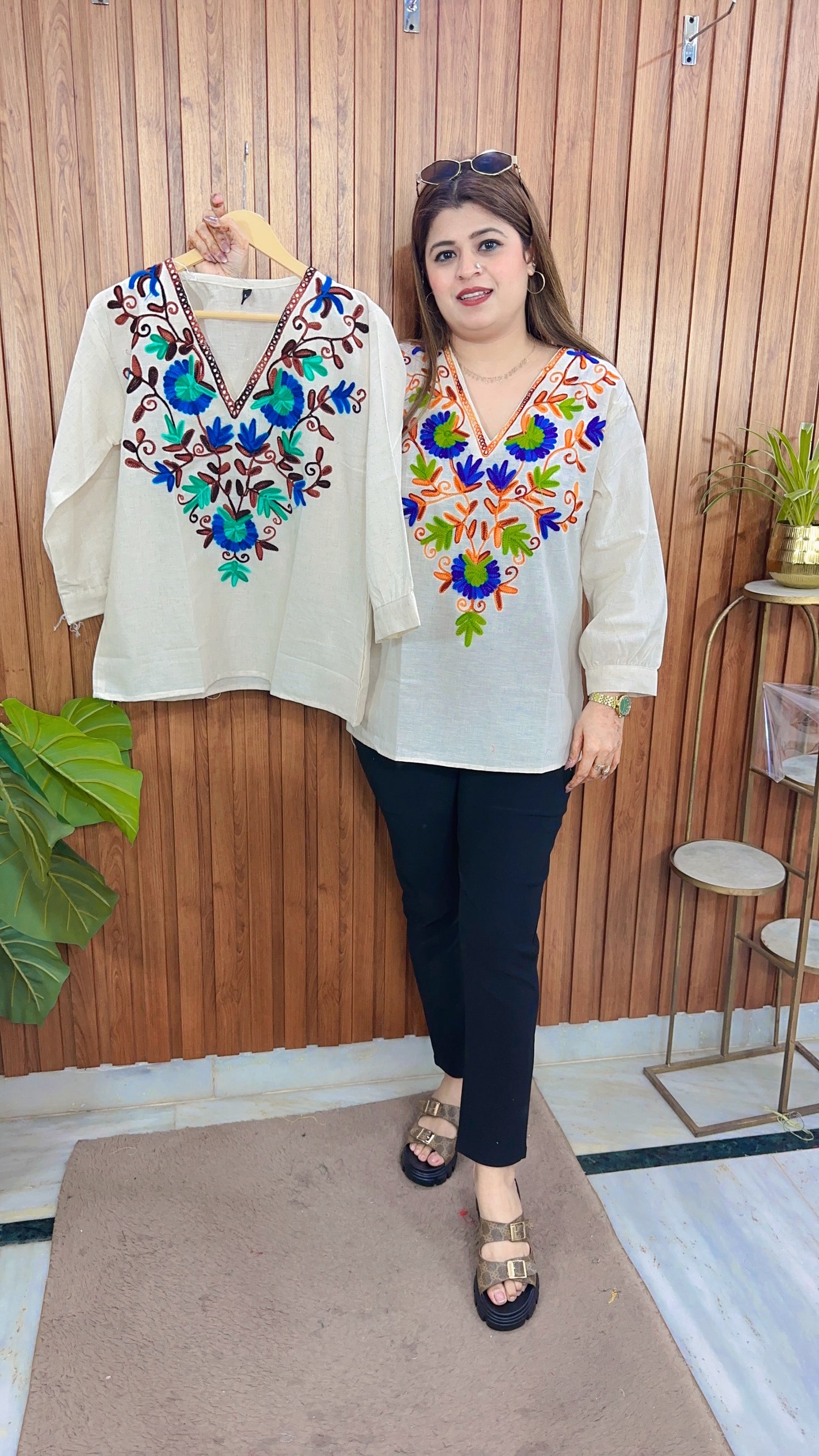 Embroidery Khadi Cotton Top