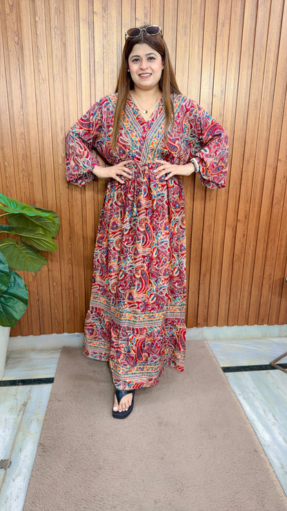 China silk Digital Maxi Dress