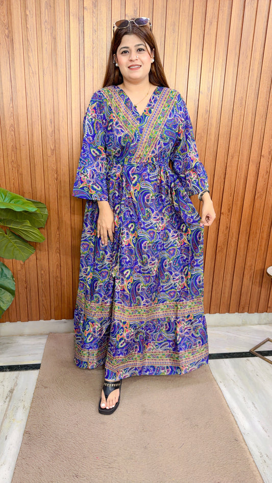 China silk Digital Maxi Dress