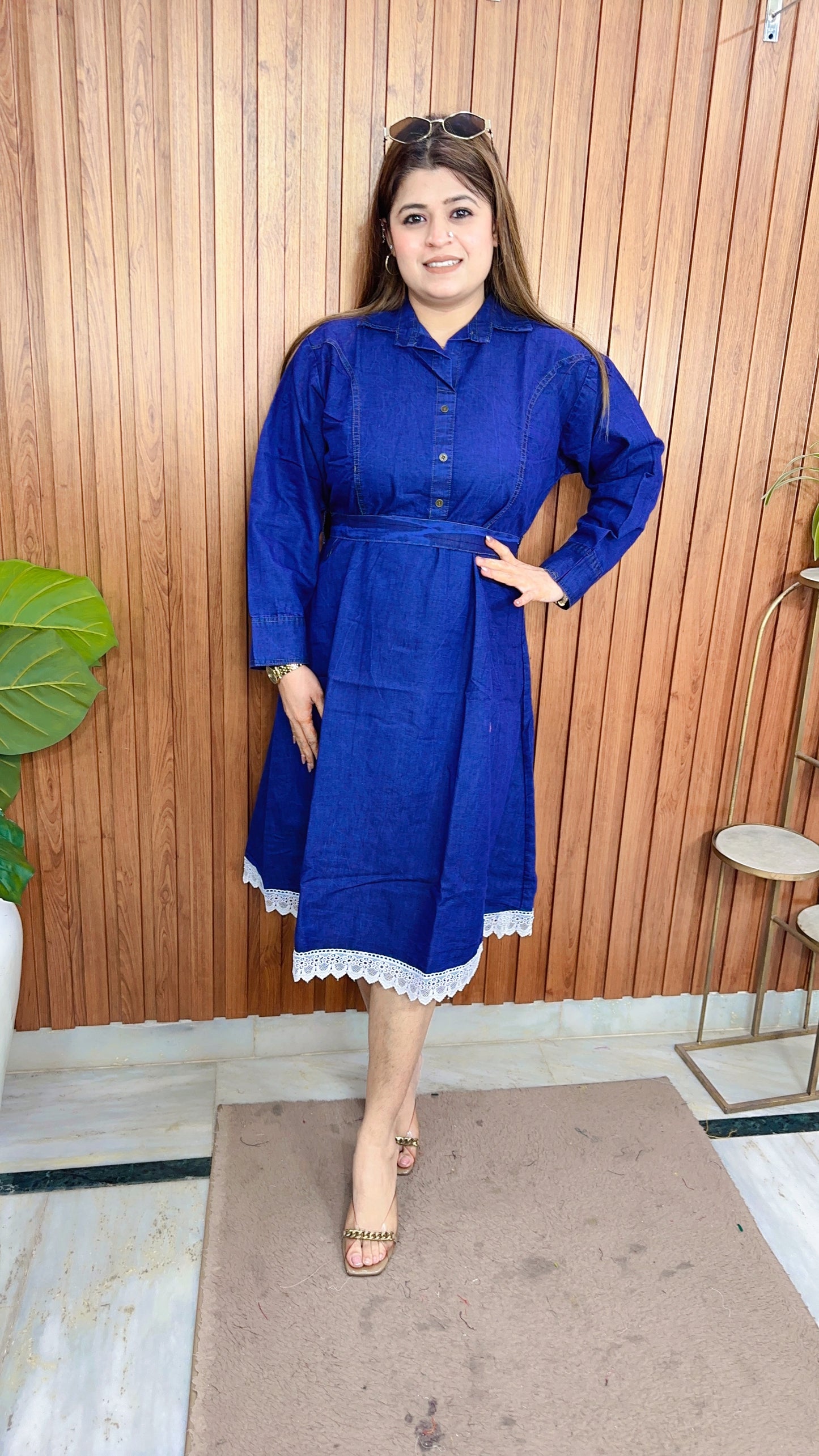 Denim White Lace Dress